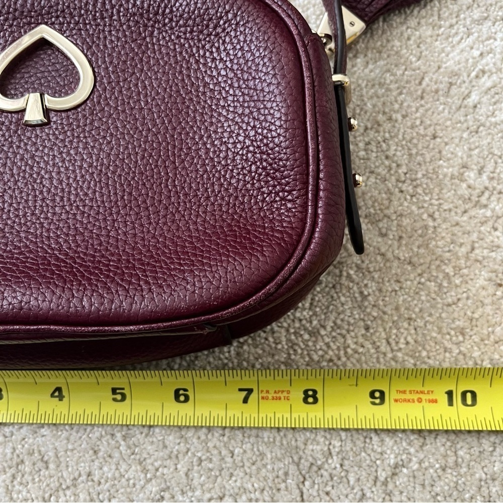 Kate Spade Pebbled Leather Crossbody Should Purse Bag-Burgundy/Maroon-Preppy-Wmn - Picture 11 of 15